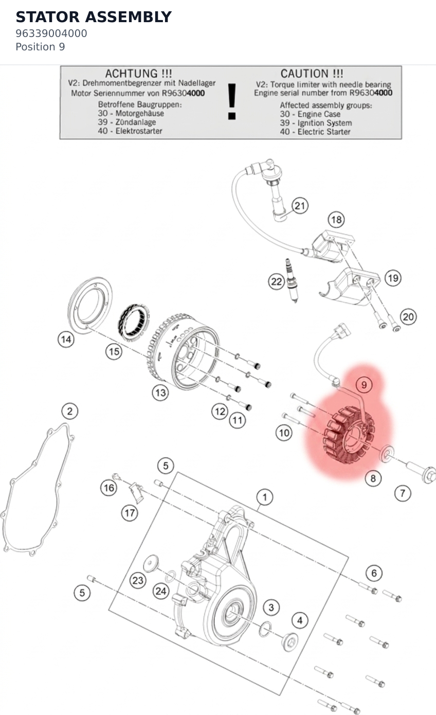Diagram preview: STATOR ASSEMBLY (96339004000)