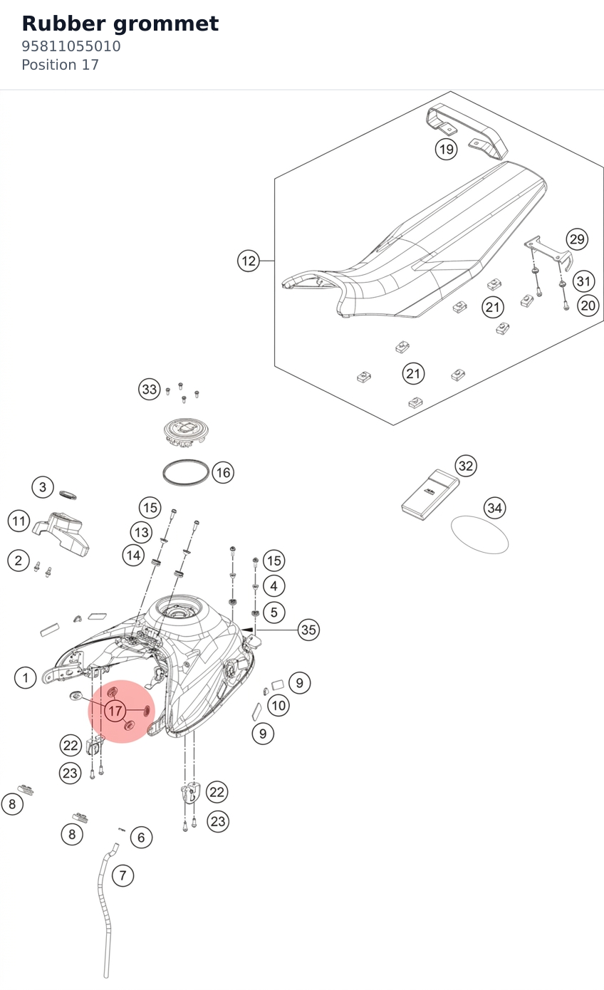 Diagram preview: Rubber grommet (95811055010)