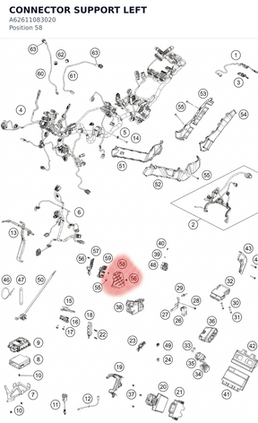 Diagram preview: CONNECTOR SUPPORT LEFT (A62611083020)