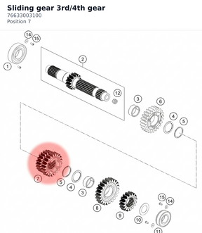Diagram preview: Sliding gear 3rd/4th gear (76633003100)