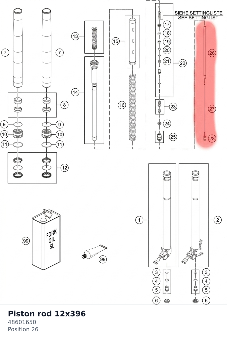 Diagram preview: Piston rod 12x396 (48601650)