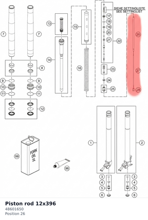 Diagram preview: Piston rod 12x396 (48601650)