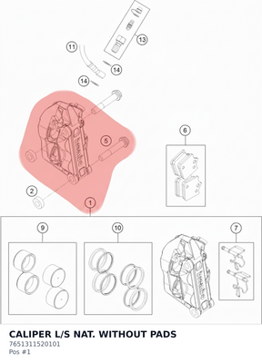 Diagram preview: CALIPER L/S NAT. WITHOUT PADS (7651311520101)