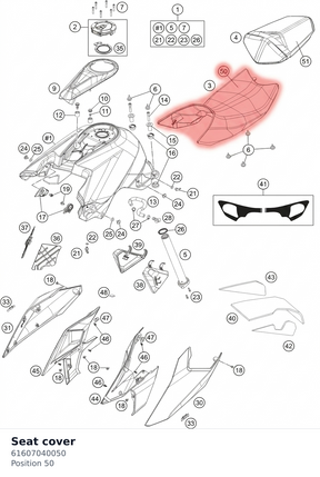 Diagram preview: Seat cover (61607040050)