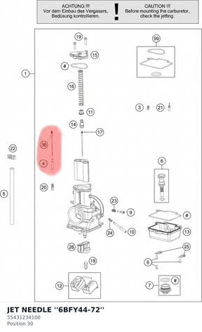 Diagram preview: JET NEEDLE ''6BFY44-72'' (55431234100)