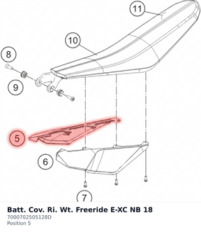 Diagram preview: Batt. Cov. Ri. Wt. Freeride E-XC NB 18 (7000702505128D)