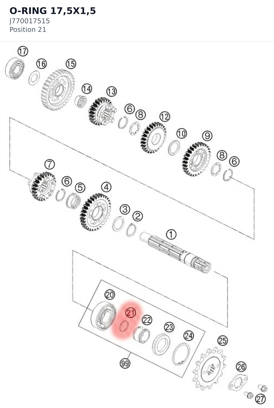 Diagram preview: O-RING 17,5X1,5 (J770017515)