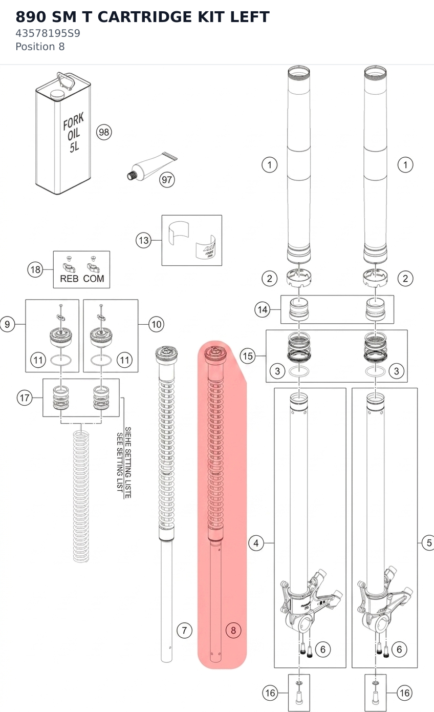 Diagram preview: 890 SM T CARTRIDGE KIT LEFT (43578195S9)