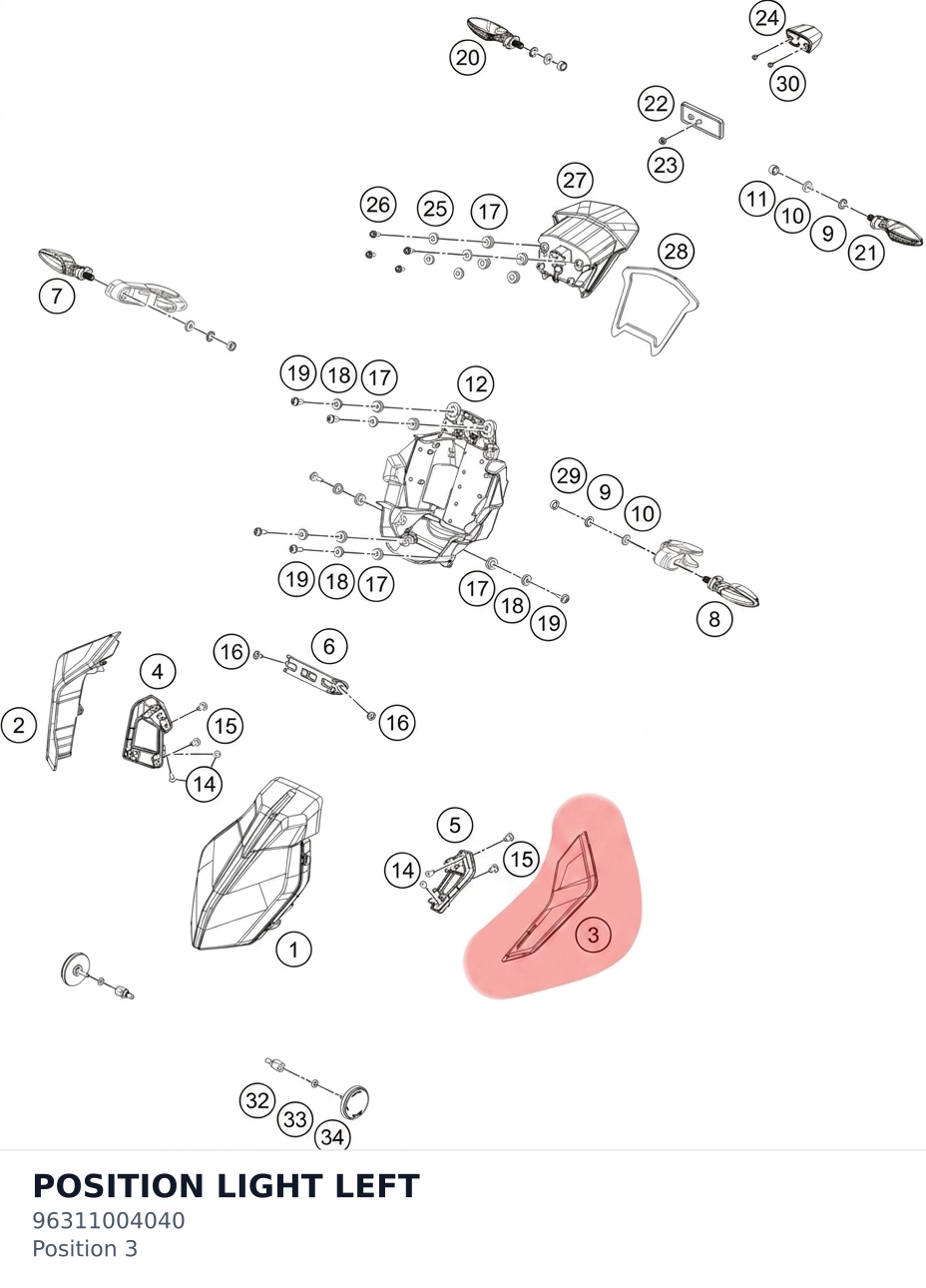Diagram preview: POSITION LIGHT LEFT (96311004040)