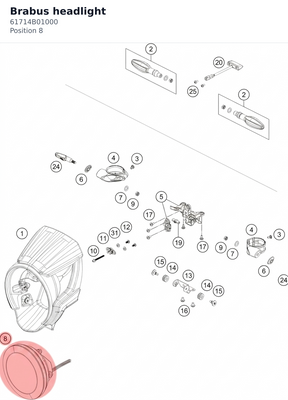 Diagram preview: Brabus headlight (61714B01000)
