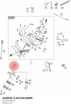 Diagram preview: SLEEVE 4,5X14X10MM (76011090010)