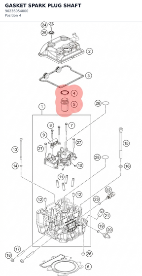 Diagram preview: GASKET SPARK PLUG SHAFT (90236054000)