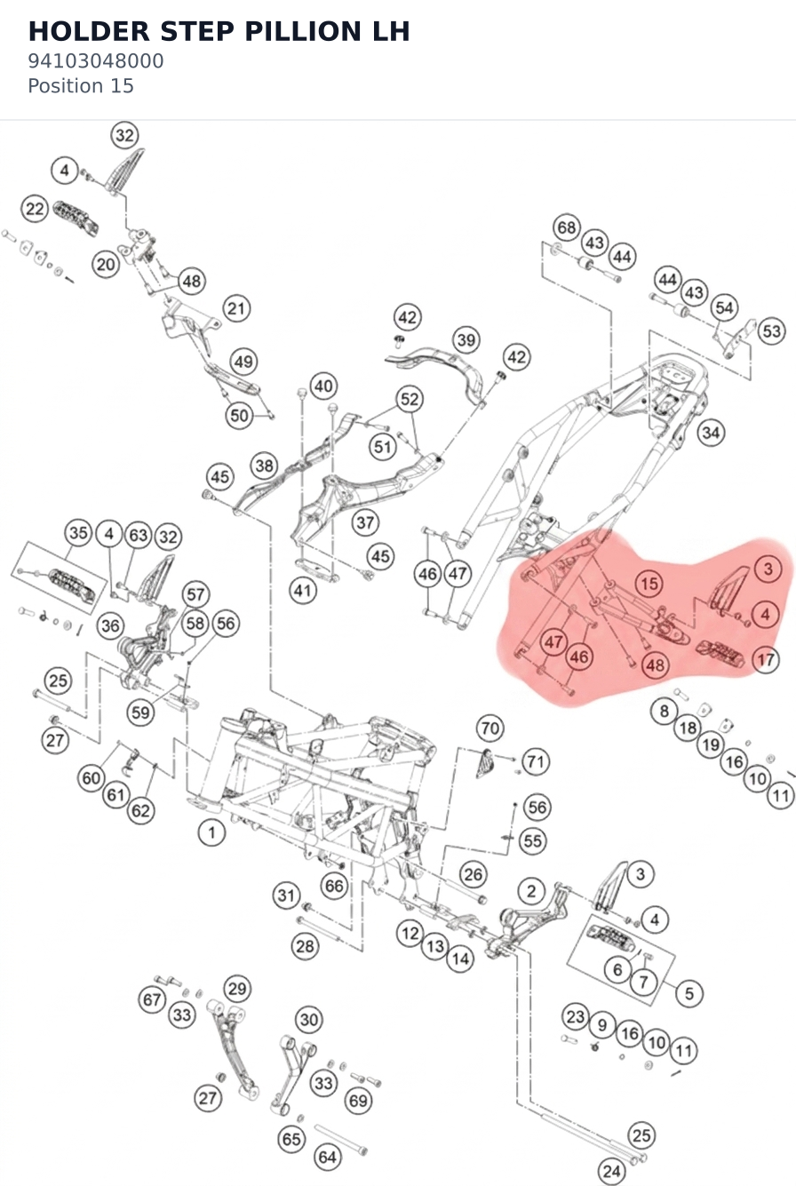Diagram preview: HOLDER STEP PILLION LH (94103048000)