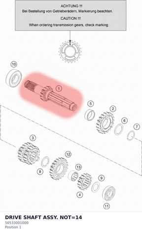 Diagram preview: DRIVE SHAFT ASSY. NOT=14 (50533001000)