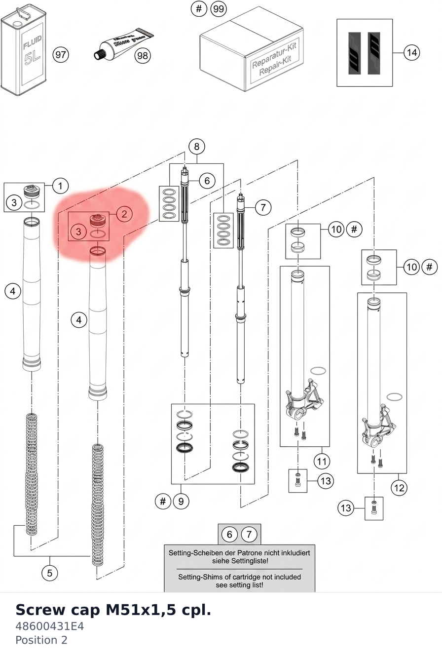 Diagram preview: Screw cap M51x1,5 cpl. (48600431E4)