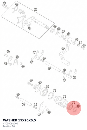 Diagram preview: WASHER 15X20X0,5 (47034091000)