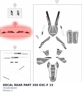 Diagram preview: DECAL REAR PART 350 EXC-F 15 (78108296400)