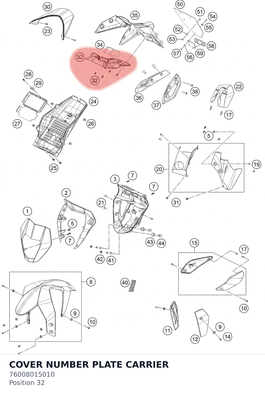 Diagram preview: COVER NUMBER PLATE CARRIER (76008015010)