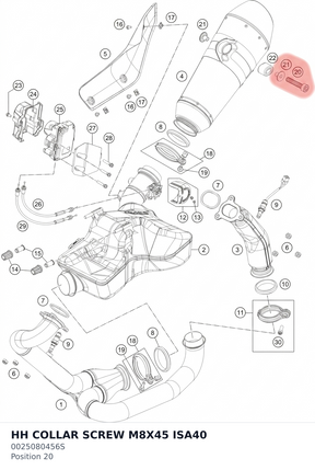 Diagram preview: HH COLLAR SCREW M8X45 ISA40 (0025080456S)