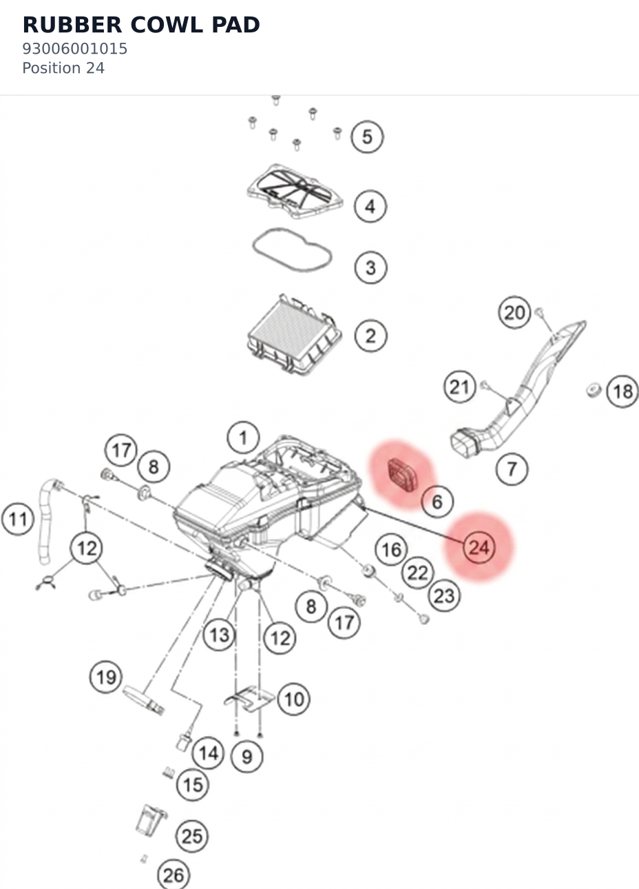 Diagram preview: RUBBER COWL PAD (93006001015)