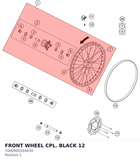 Diagram preview: FRONT WHEEL CPL. BLACK     12 (7000900104430)