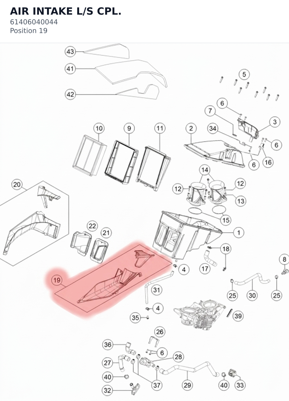 Diagram preview: AIR INTAKE L/S CPL. (61406040044)