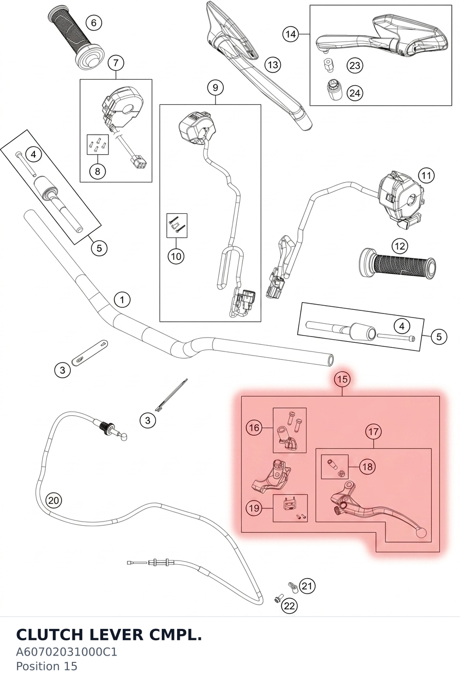 Diagram preview: CLUTCH LEVER CMPL. (A60702031000C1)