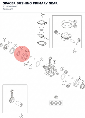 Diagram preview: SPACER BUSHING PRIMARY GEAR (77232022000)