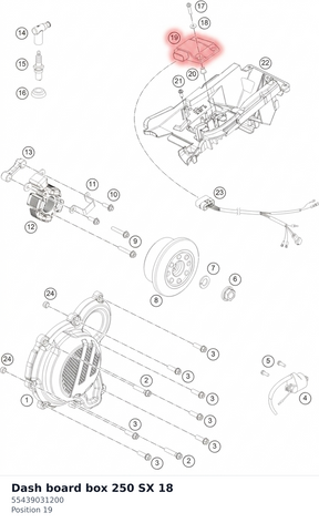 Diagram preview: Dash board box 250 SX 18 (55439031200)