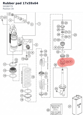 Diagram preview: Rubber pad 17x59x64 (50180775)