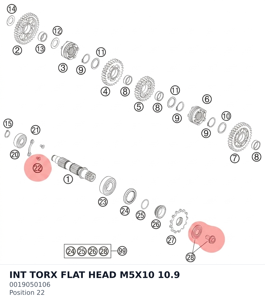 Diagram preview: INT TORX FLAT HEAD M5X10 10.9 (0019050106)