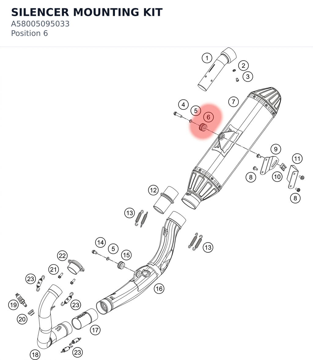 Diagram preview: SILENCER MOUNTING KIT (A58005095033)