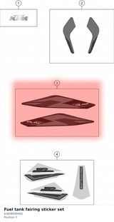 Diagram preview: Fuel tank fairing sticker set (63608090400)
