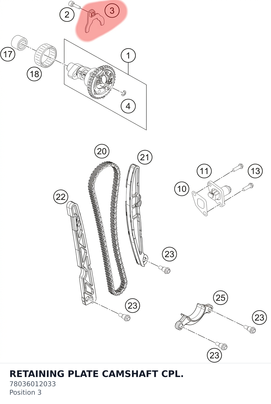 Diagram preview: RETAINING PLATE CAMSHAFT CPL. (78036012033)