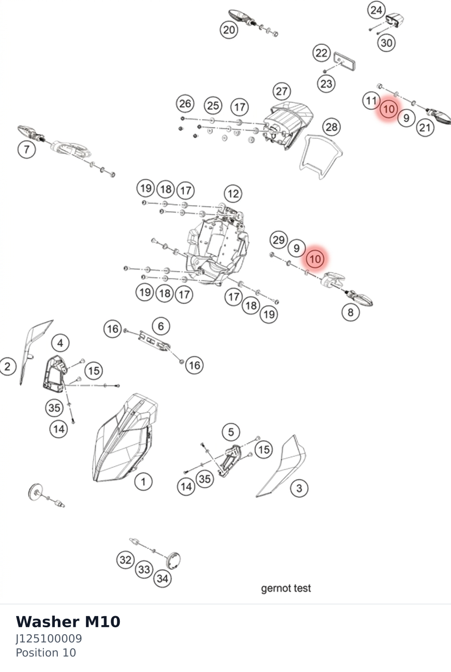 Diagram preview: Washer M10 (J125100009)