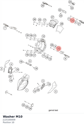 Diagram preview: Washer M10 (J125100009)
