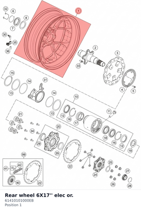 Diagram preview: Rear wheel 6X17'' elec or. (61410101000EB)