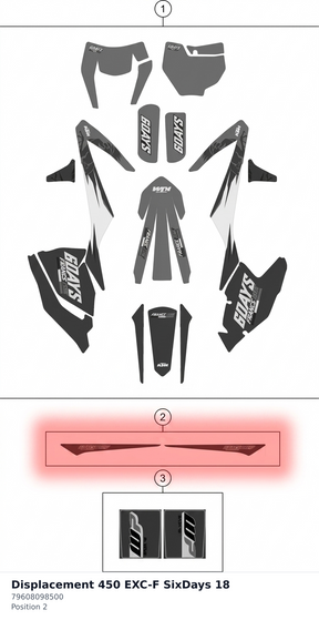 Diagram preview: Displacement 450 EXC-F SixDays 18 (79608098500)