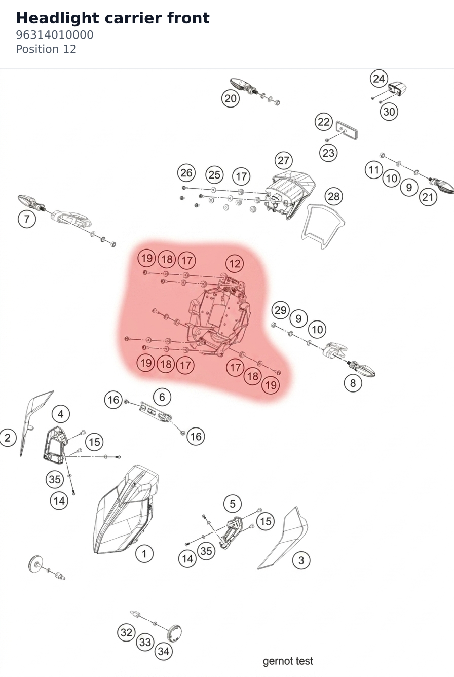 Diagram preview: Headlight carrier front (96314010000)