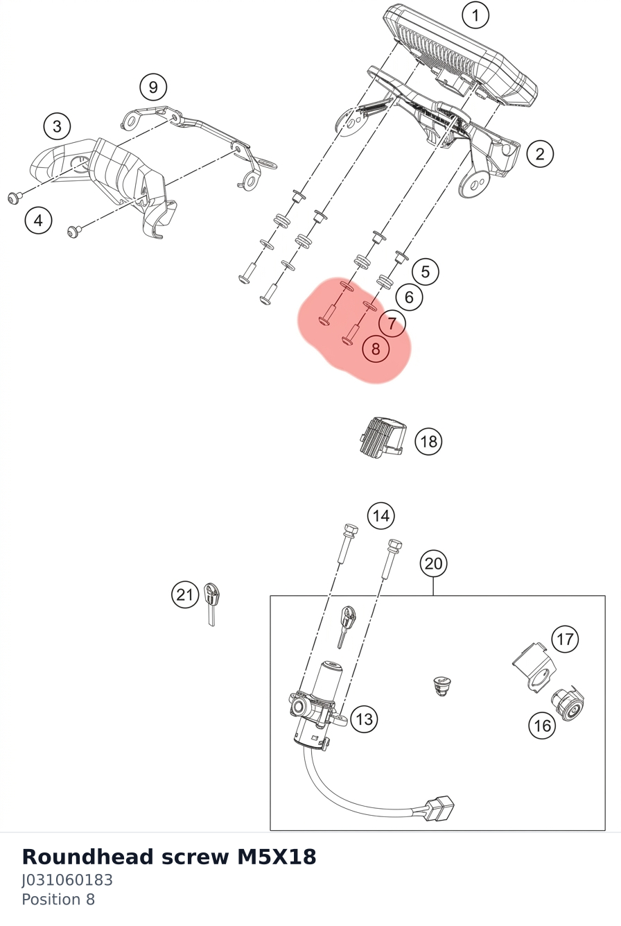 Diagram preview: Roundhead screw M5X18 (J031060183)