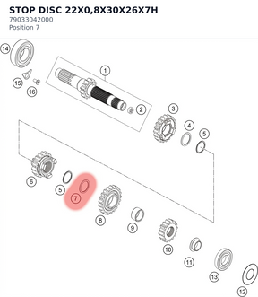 Diagram preview: STOP DISC 22X0,8X30X26X7H (79033042000)
