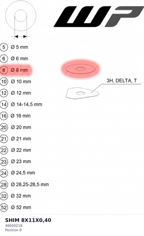 Diagram preview: SHIM 8X11X0,40 (48600218)