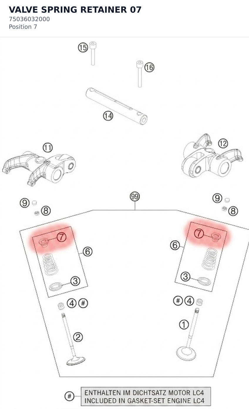 Diagram preview: VALVE SPRING RETAINER 07 (75036032000)
