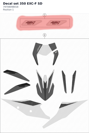 Diagram preview: Decal set 350 EXC-F SD (79708098018)