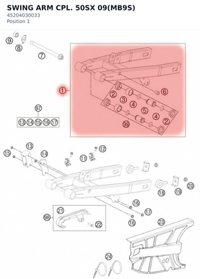 Diagram preview: SWING ARM CPL. 50SX 09(MB9S) (45204030033)