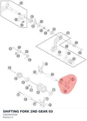 Diagram preview: SHIFTING FORK 2ND GEAR      03 (54834002000)