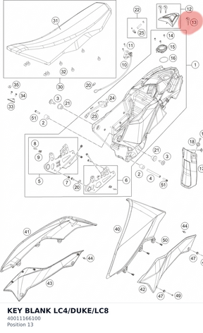 Diagram preview: KEY BLANK LC4/DUKE/LC8 (40011166100)