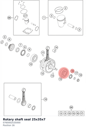 Diagram preview: Rotary shaft seal 25x35x7 (0760002535000)