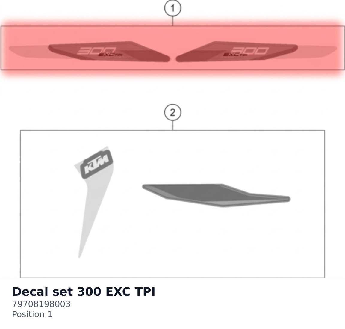 Diagram preview: Decal set 300 EXC TPI (79708198003)