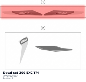 Diagram preview: Decal set 300 EXC TPI (79708198003)